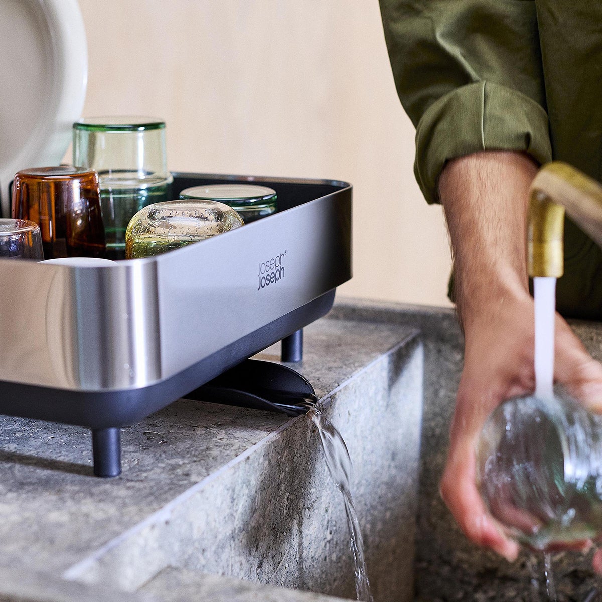 Joseph Joseph Extend Steel Plus Expandable Dish Rack with Wine
